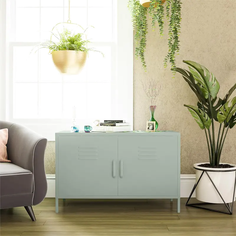 Mission Light Green 2 Door Metal Locker Accent Cabinet