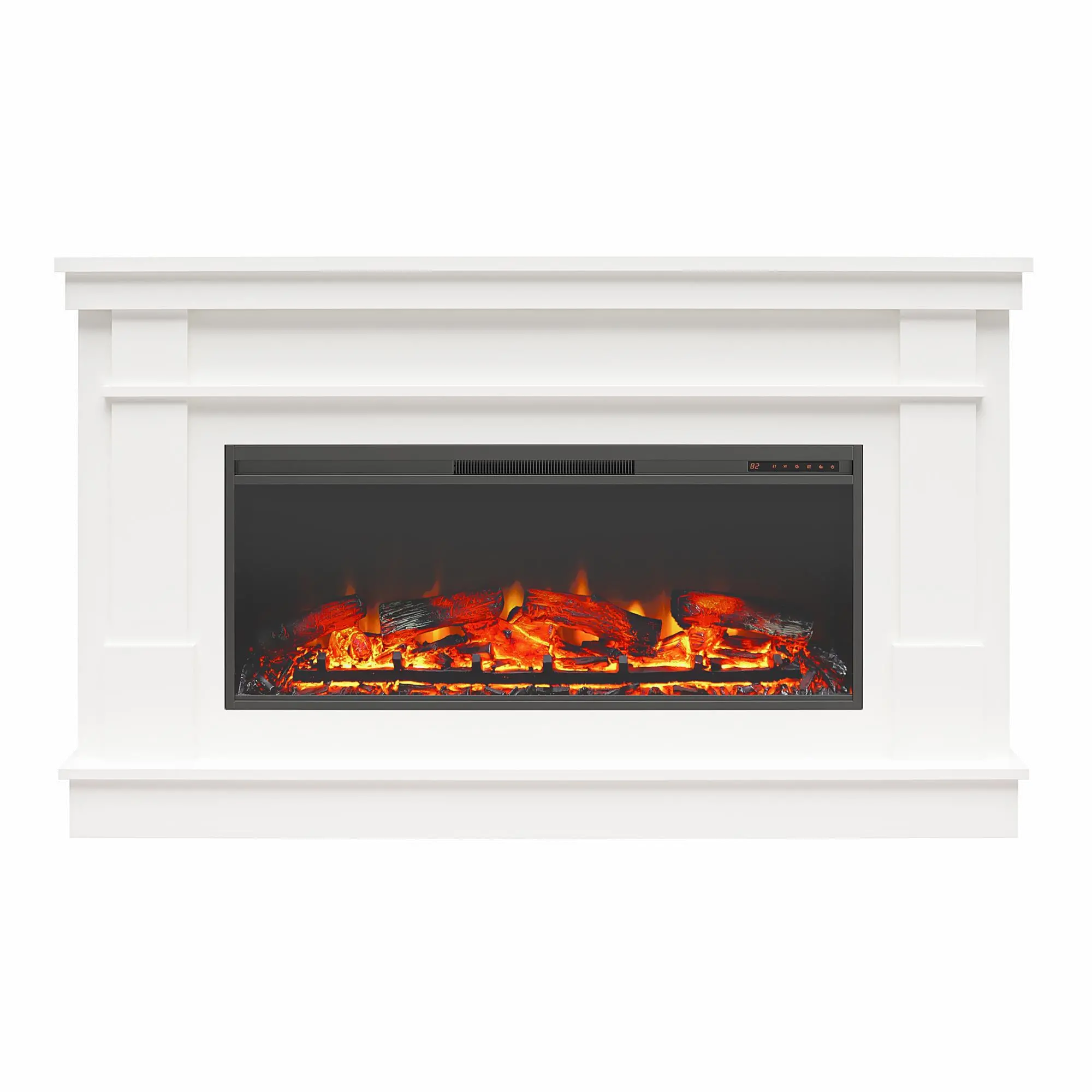 Elmcroft White Wide Mantel with Linear Electric Fireplace-4