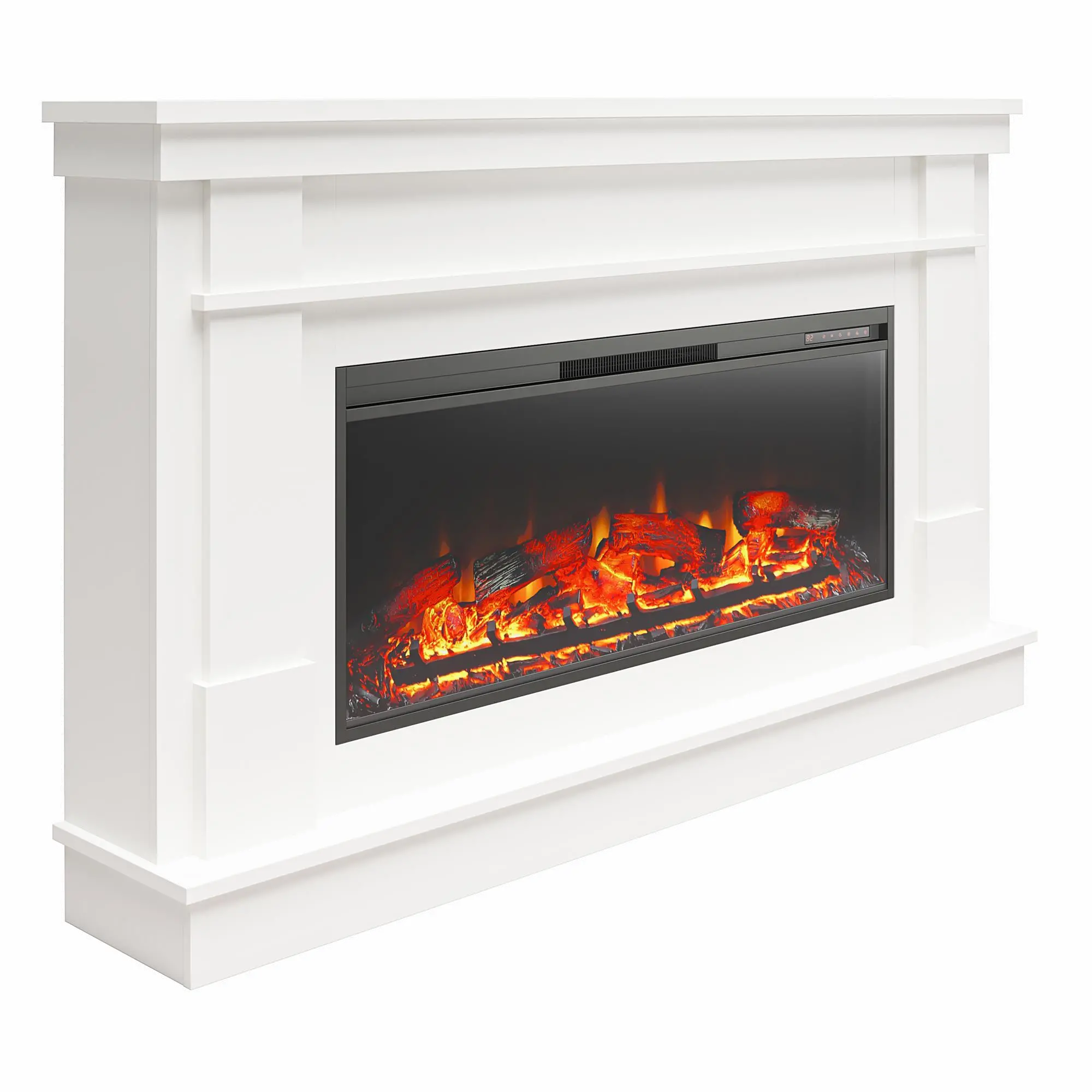 Elmcroft White Wide Mantel with Linear Electric Fireplace-5