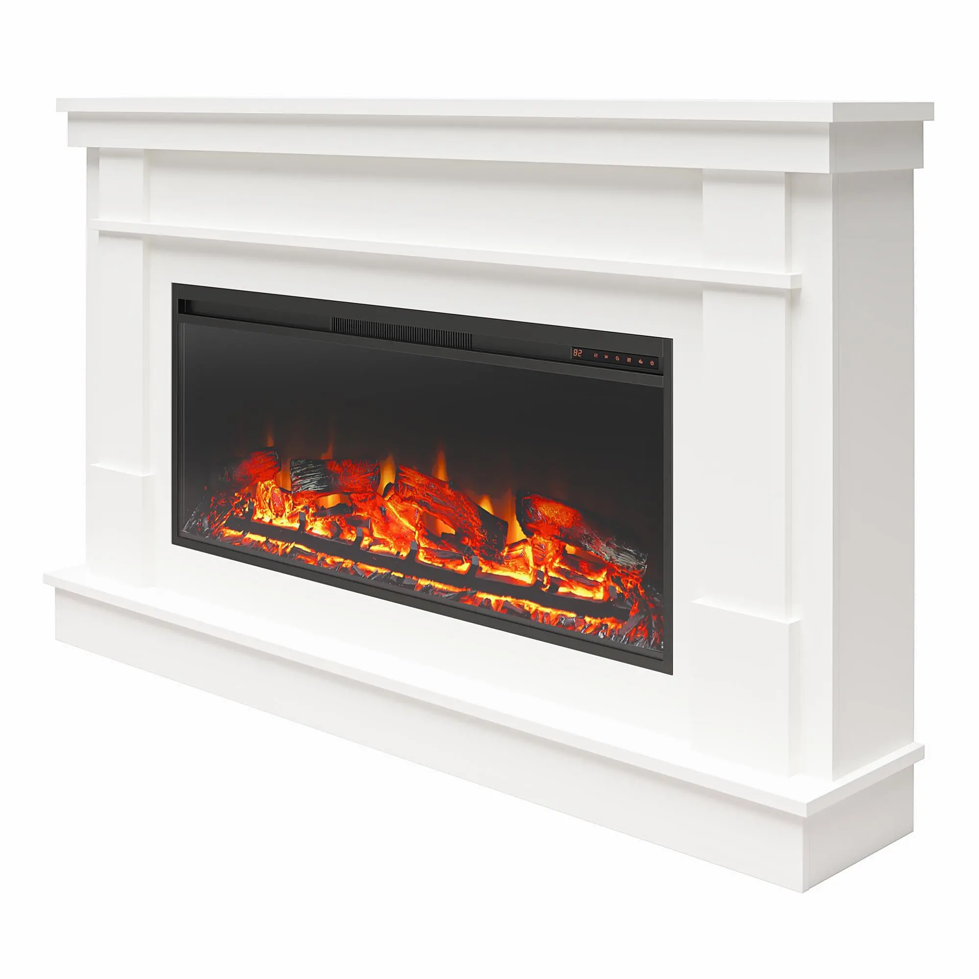 Elmcroft White Wide Mantel with Linear Electric Fireplace-6