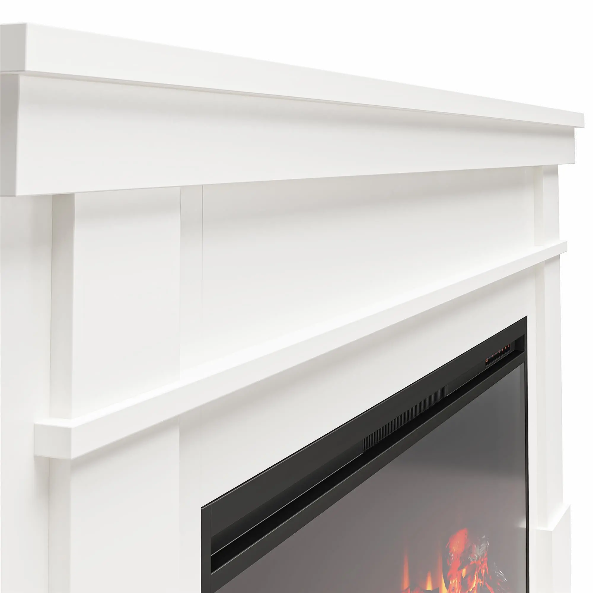 Elmcroft White Wide Mantel with Linear Electric Fireplace-8