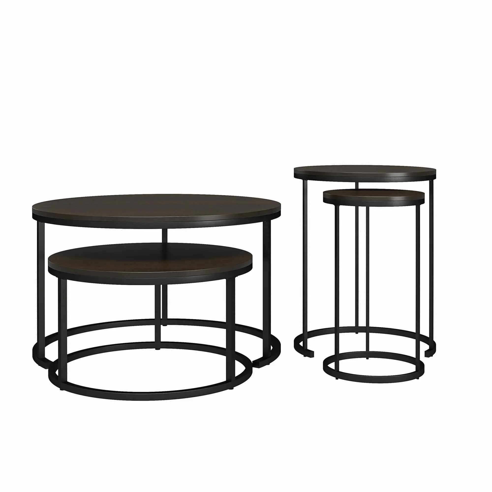 Camdale Espresso 4-Piece Nesting Coffee and End Table Bundle-3