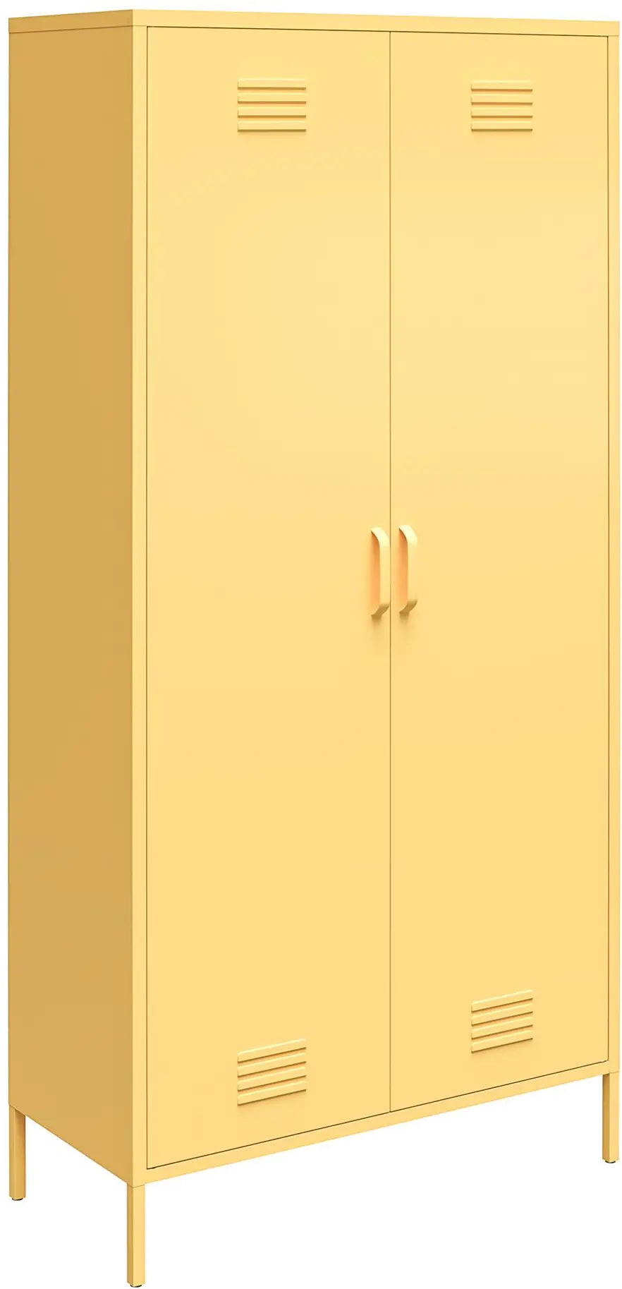 Cache Yellow Tall 2 Door Metal Locker Cabinet-4