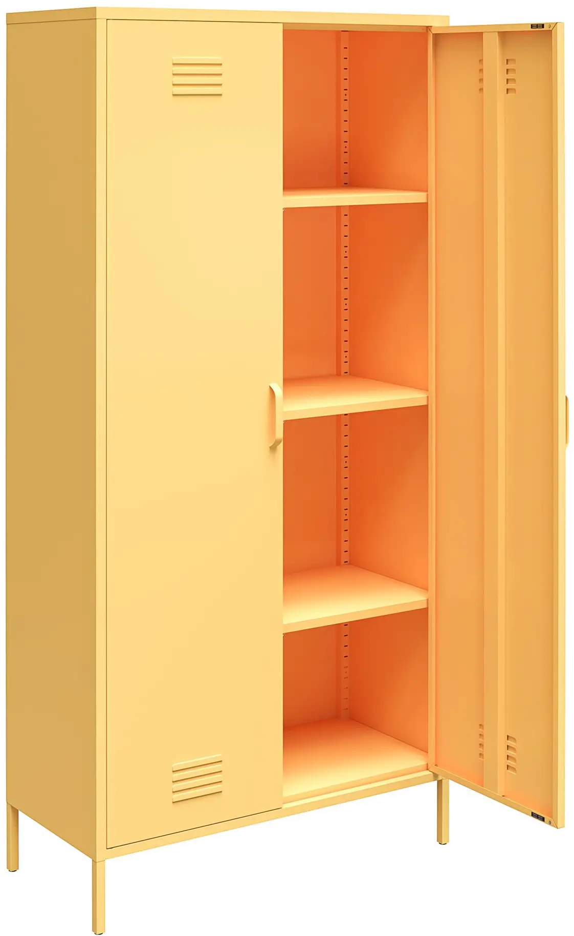 Cache Yellow Tall 2 Door Metal Locker Cabinet-5