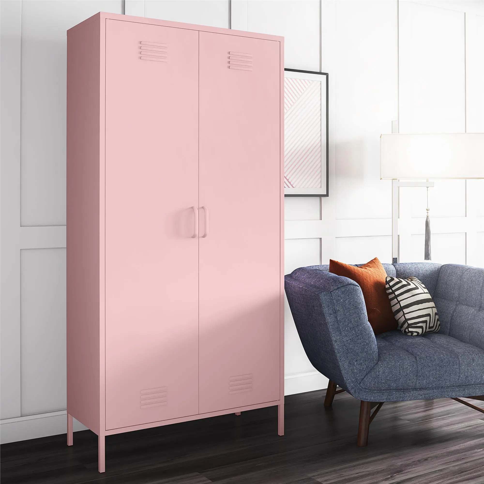 Cache Pink Tall 2 Door Metal Locker Cabinet-3