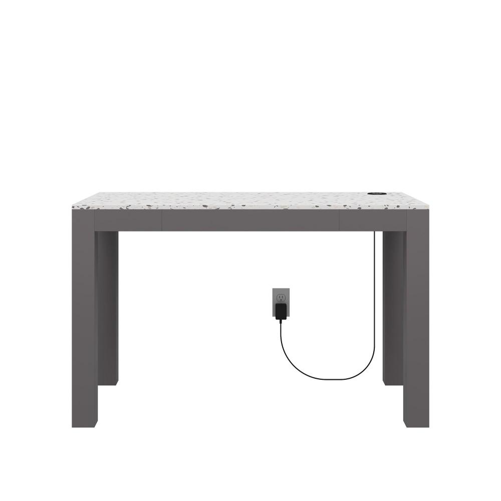 Astor Gray Desk with Wireless Charger