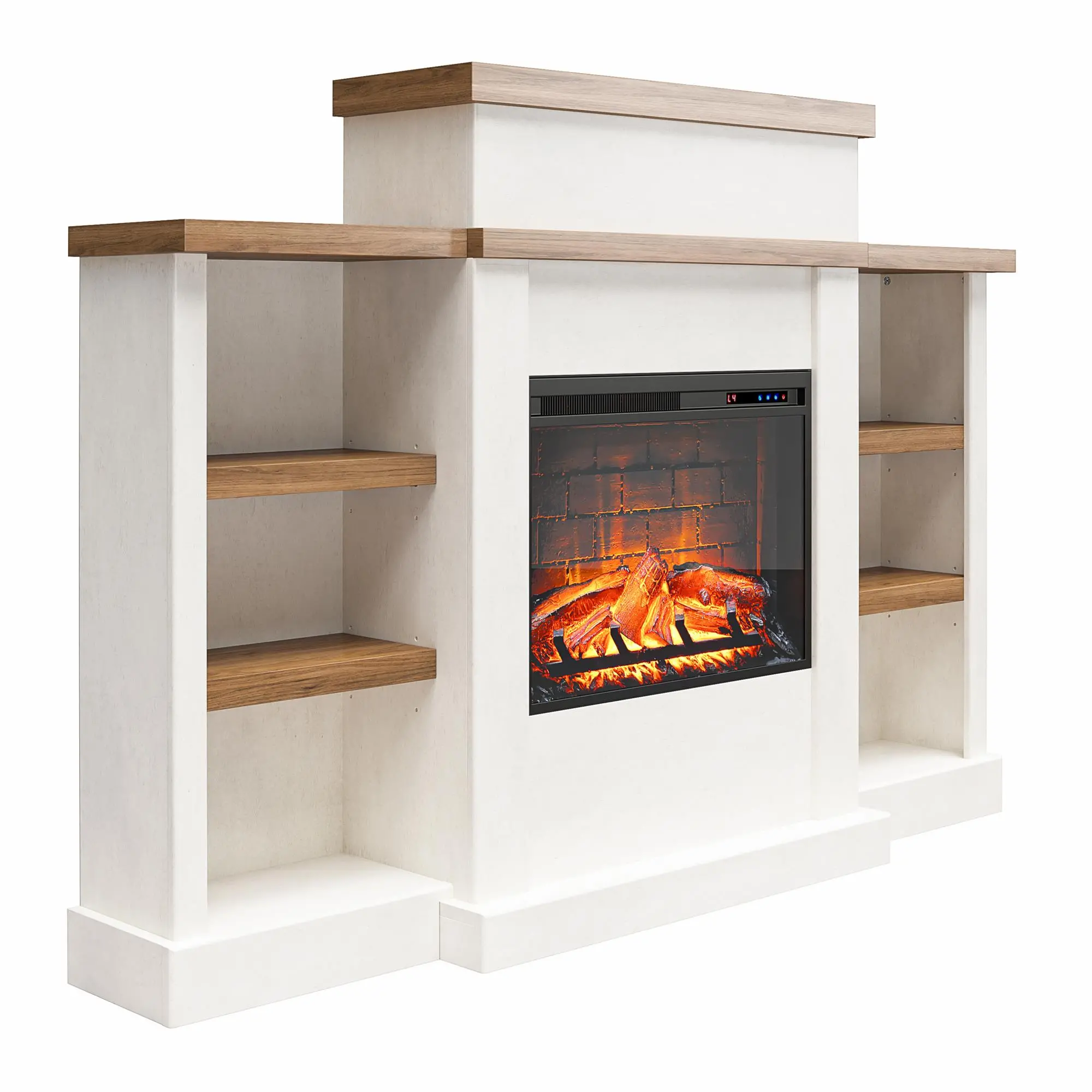 Gateswood White Electric Fireplace with Mantel and Bookcase-4
