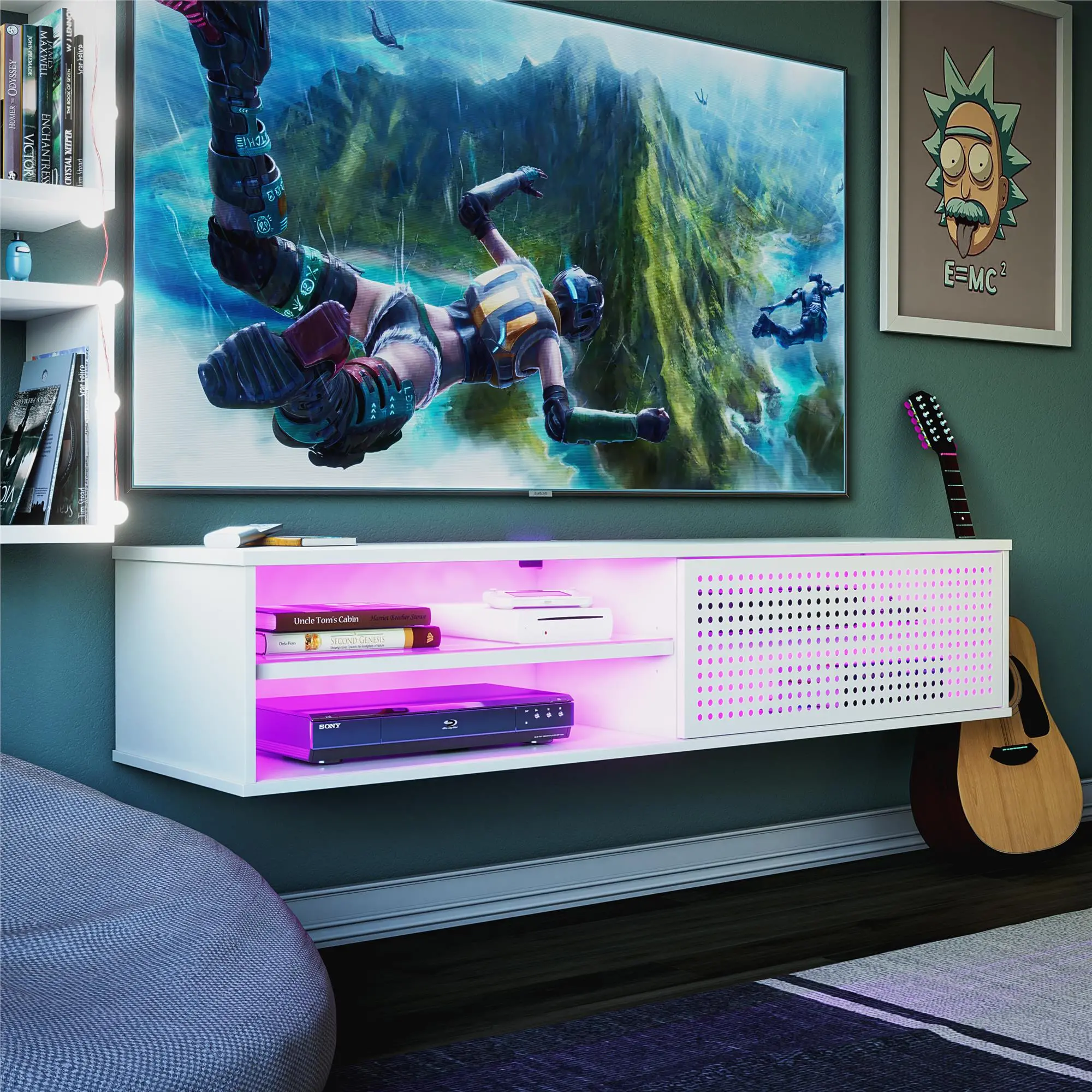 Glitch White 60  Floating TV Stand-3