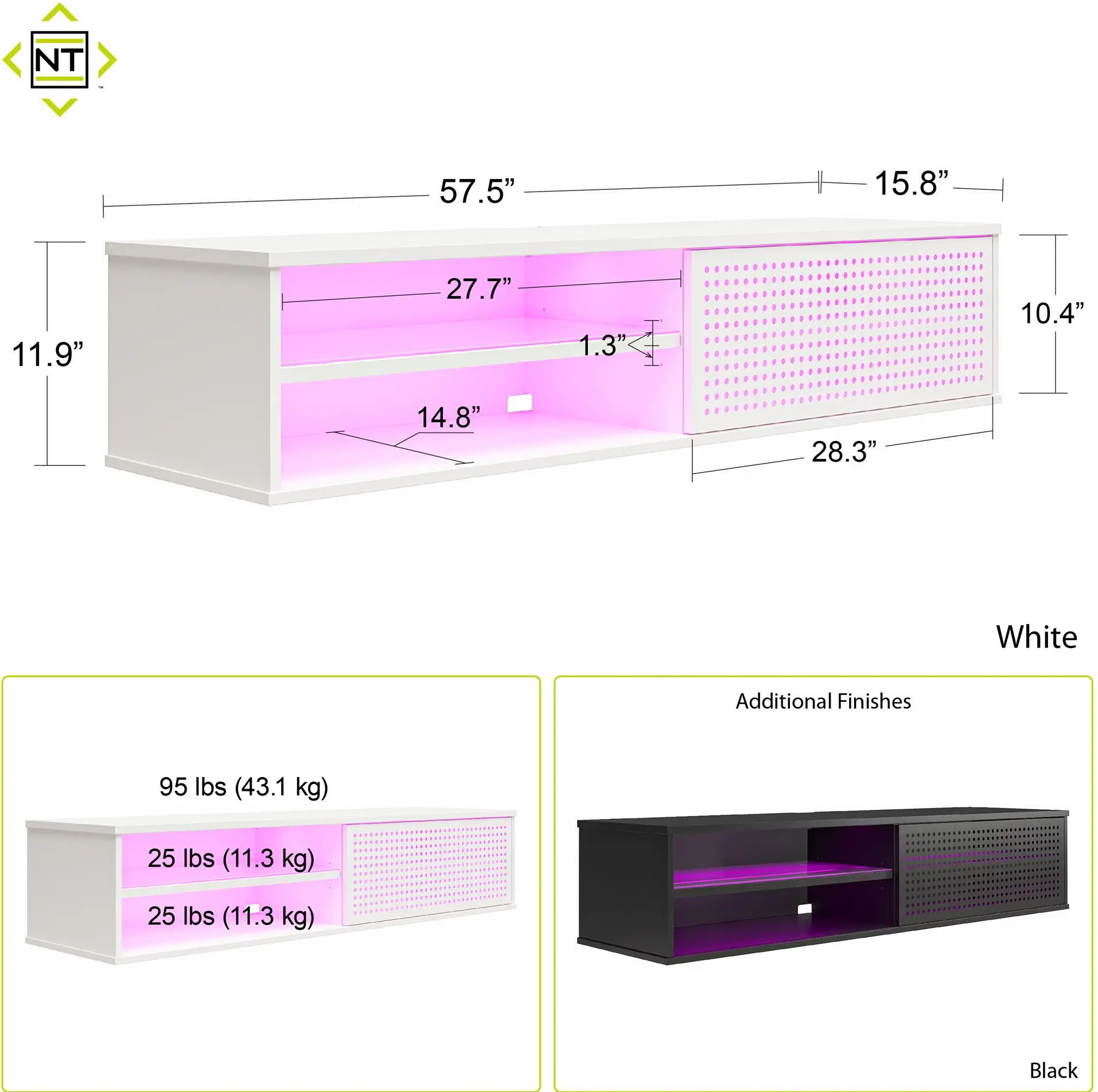 Glitch White 60  Floating TV Stand-7