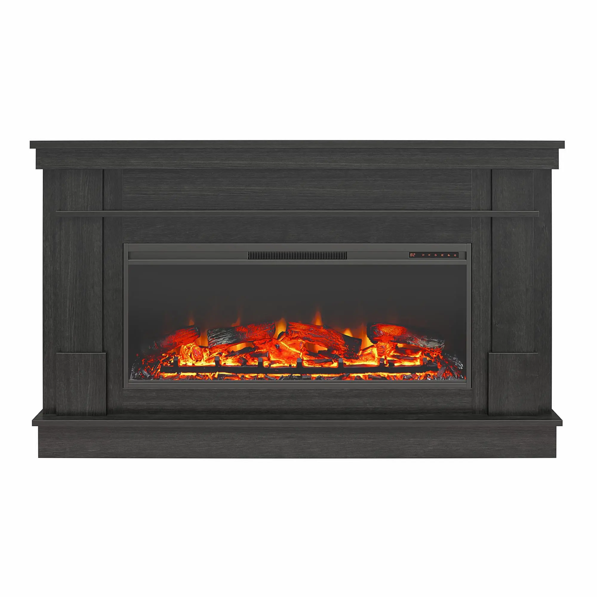 Elmcroft Black Wide Mantel with Linear Electric Fireplace-4