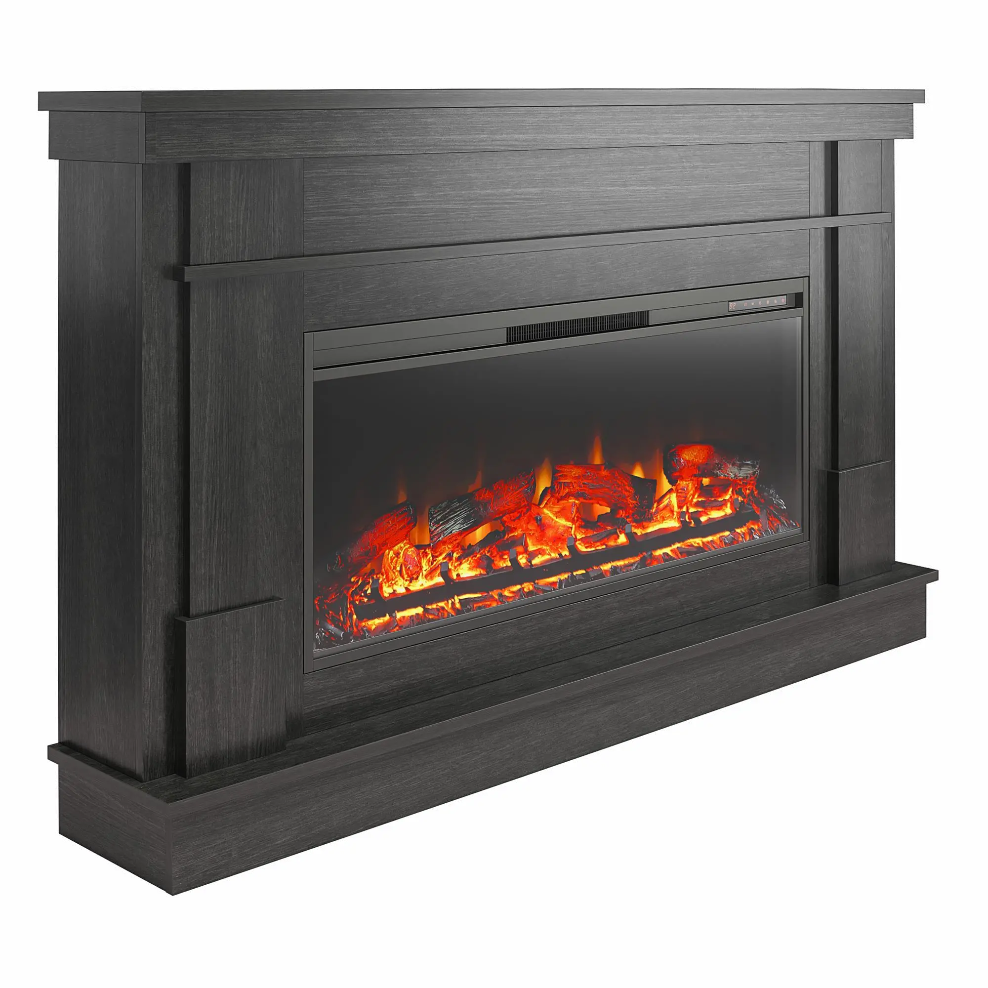 Elmcroft Black Wide Mantel with Linear Electric Fireplace-5