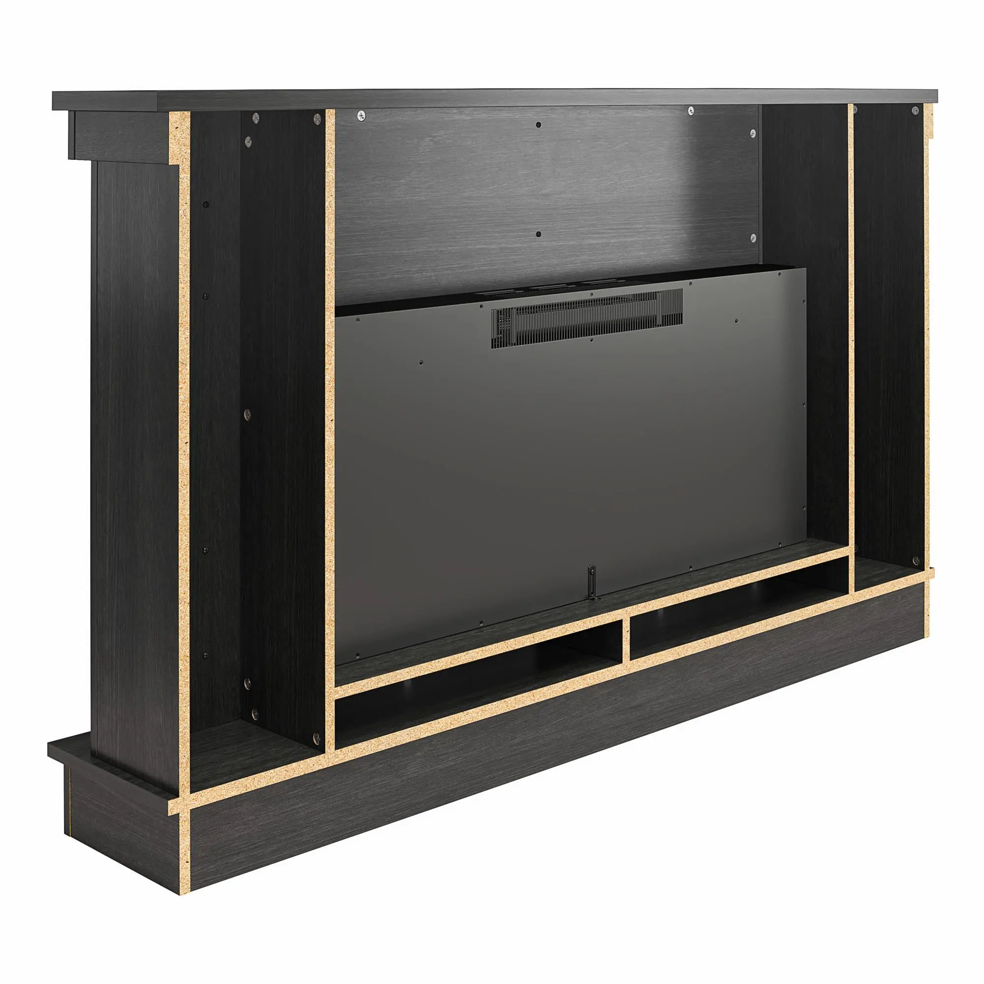 Elmcroft Black Wide Mantel with Linear Electric Fireplace-6