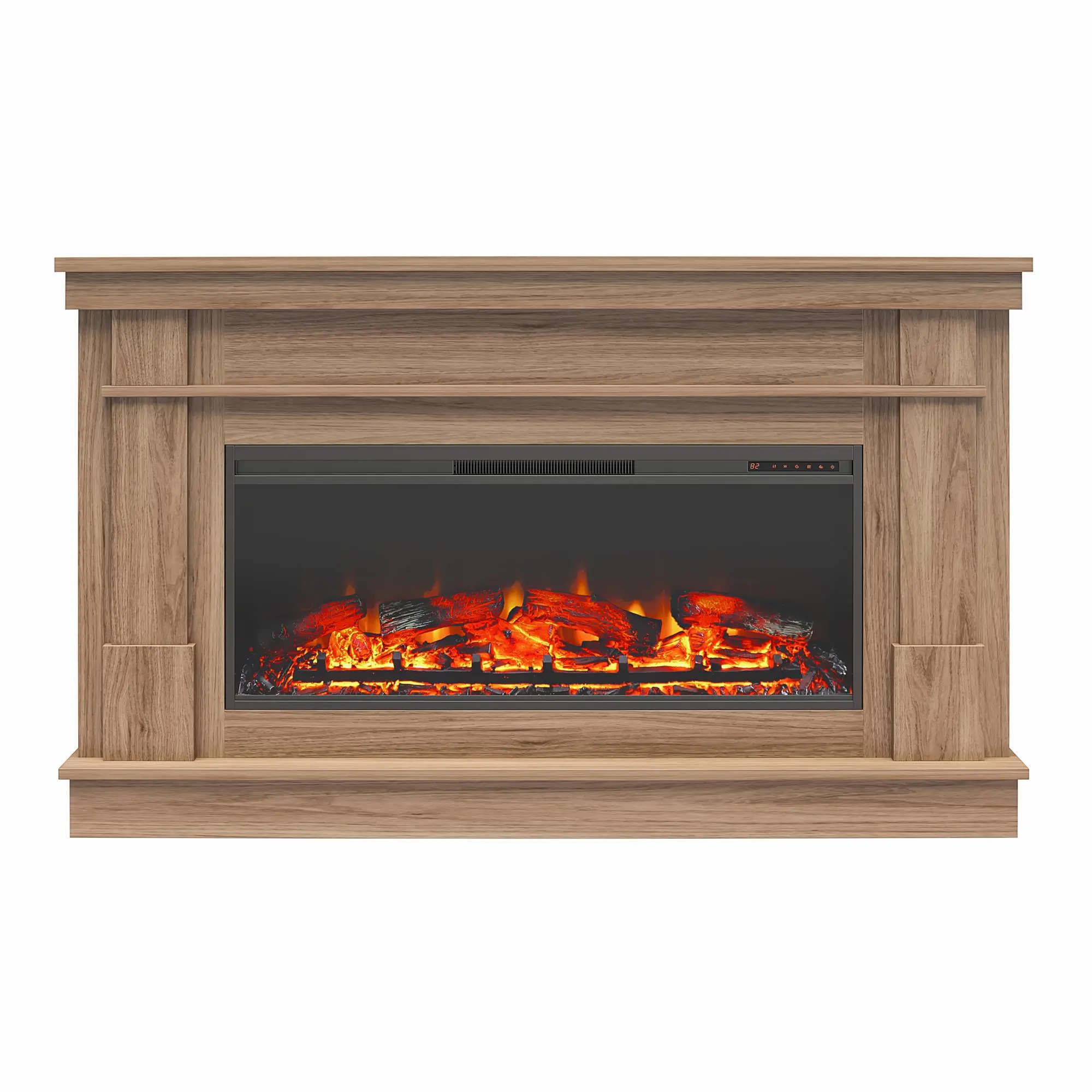 Elmcroft Brown Wide Mantel with Linear Electric Fireplace-4