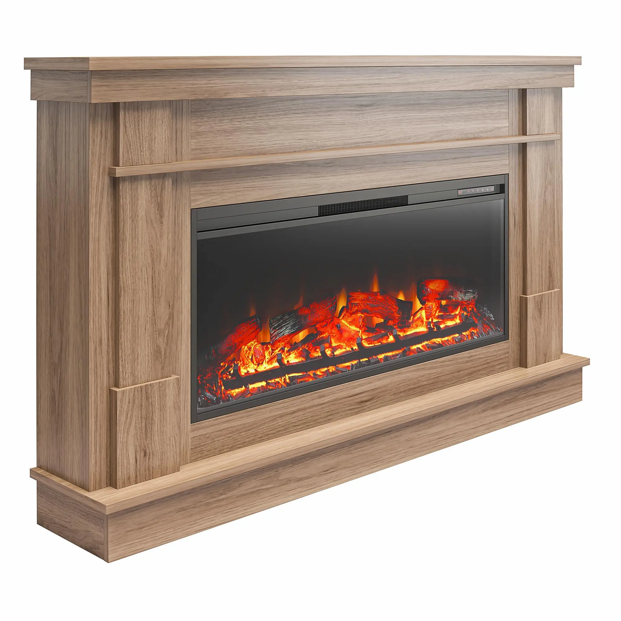 Elmcroft Brown Wide Mantel with Linear Electric Fireplace-5