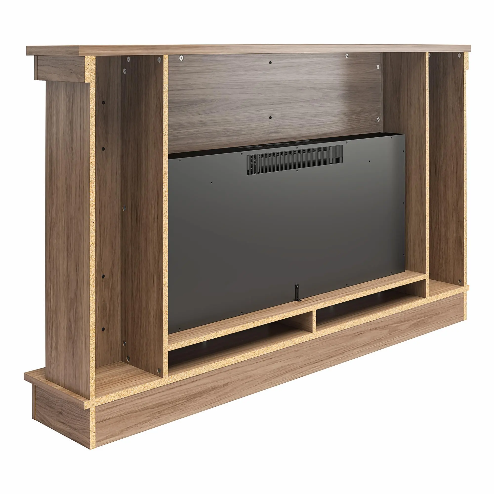 Elmcroft Brown Wide Mantel with Linear Electric Fireplace-6