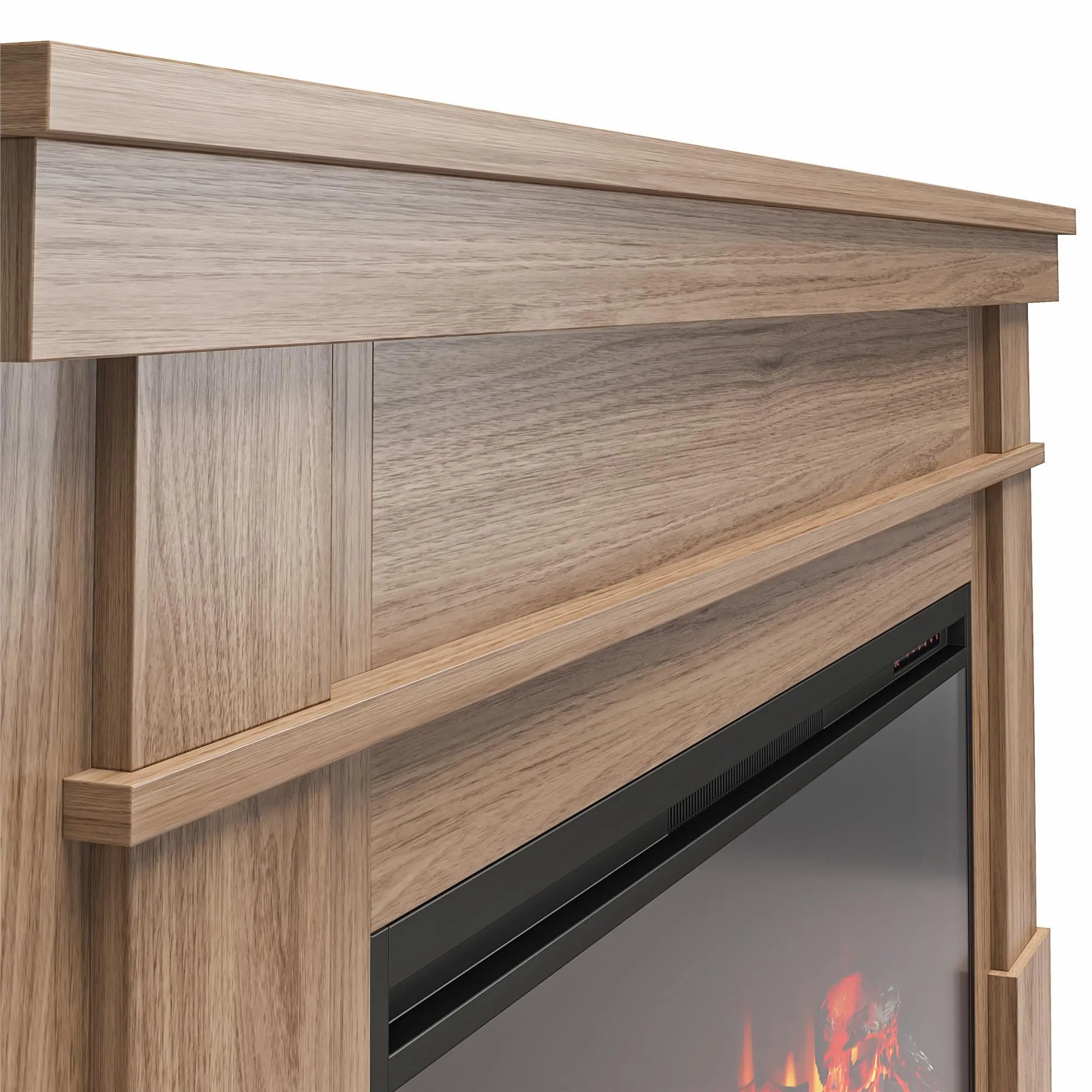 Elmcroft Brown Wide Mantel with Linear Electric Fireplace-7