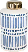 9  Blue Ceramic Jar with Gold Lid