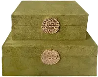 Medium Wood Box With Gold Medallion