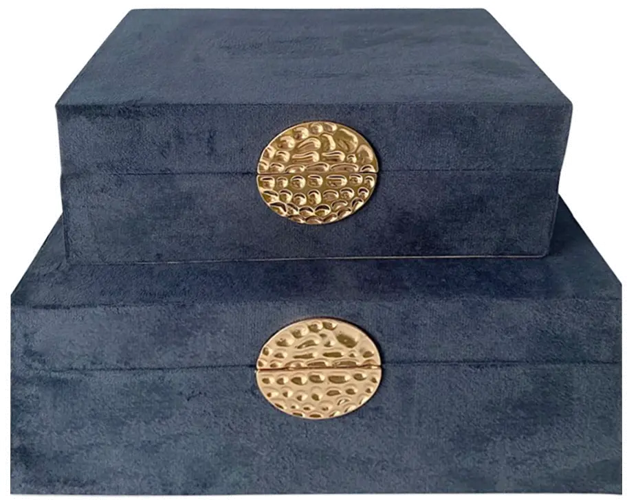 Medium Navy Wood Box With Gold Medal-1