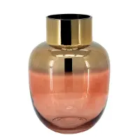 Metallic Gold and Pink 10  Glass Vase