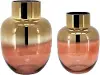 Metallic Gold and Pink 12  Glass Vase