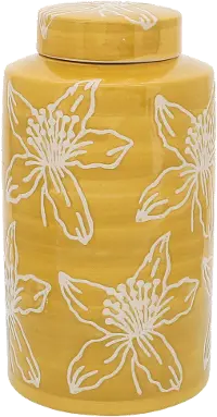 10  Yellow Floral Jar with Lid