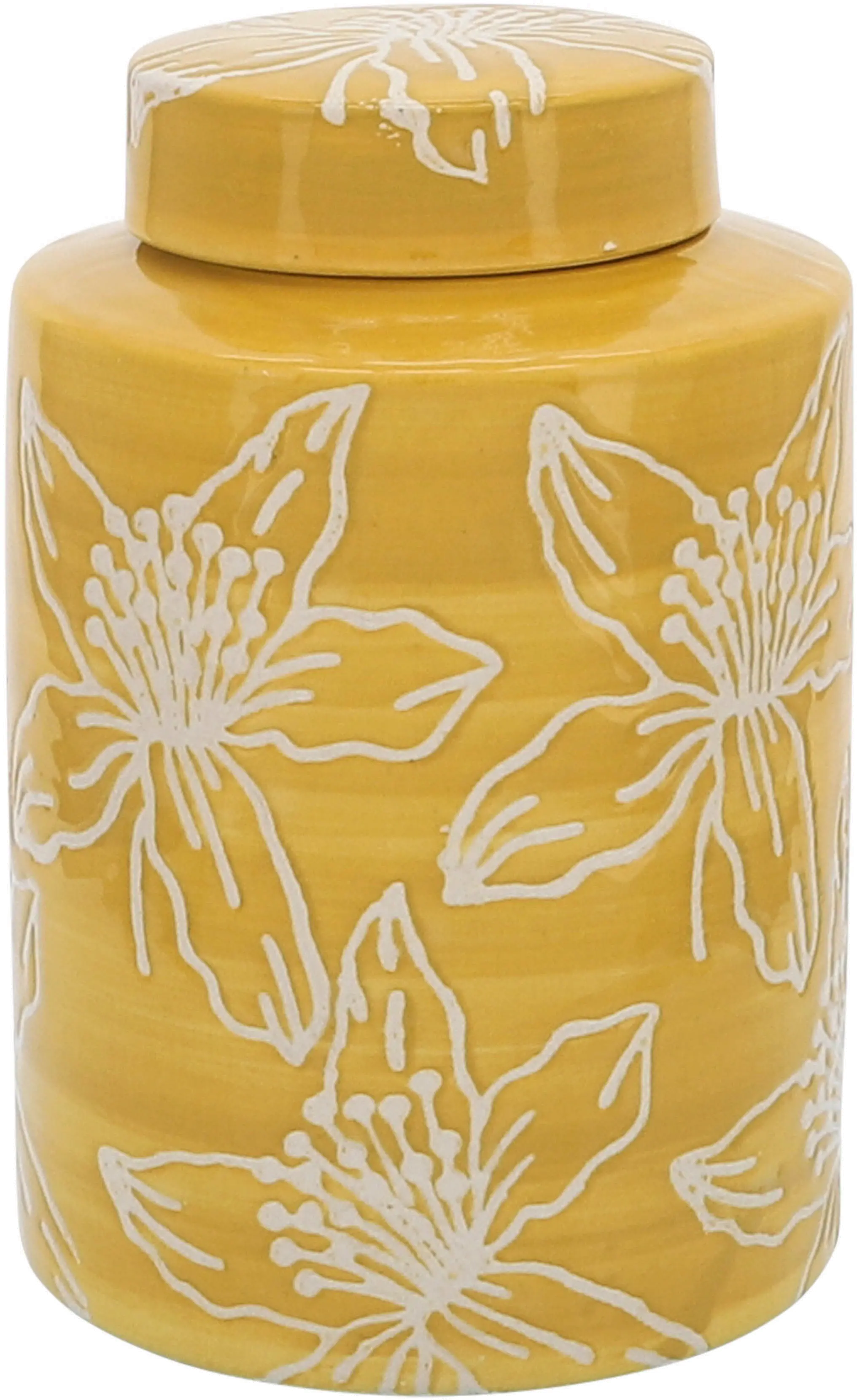 9  Yellow Floral Jar with Lid-1
