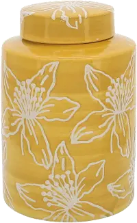 9  Yellow Floral Jar with Lid