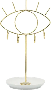 12  White/Gold Eyes With Jewelry Hanger