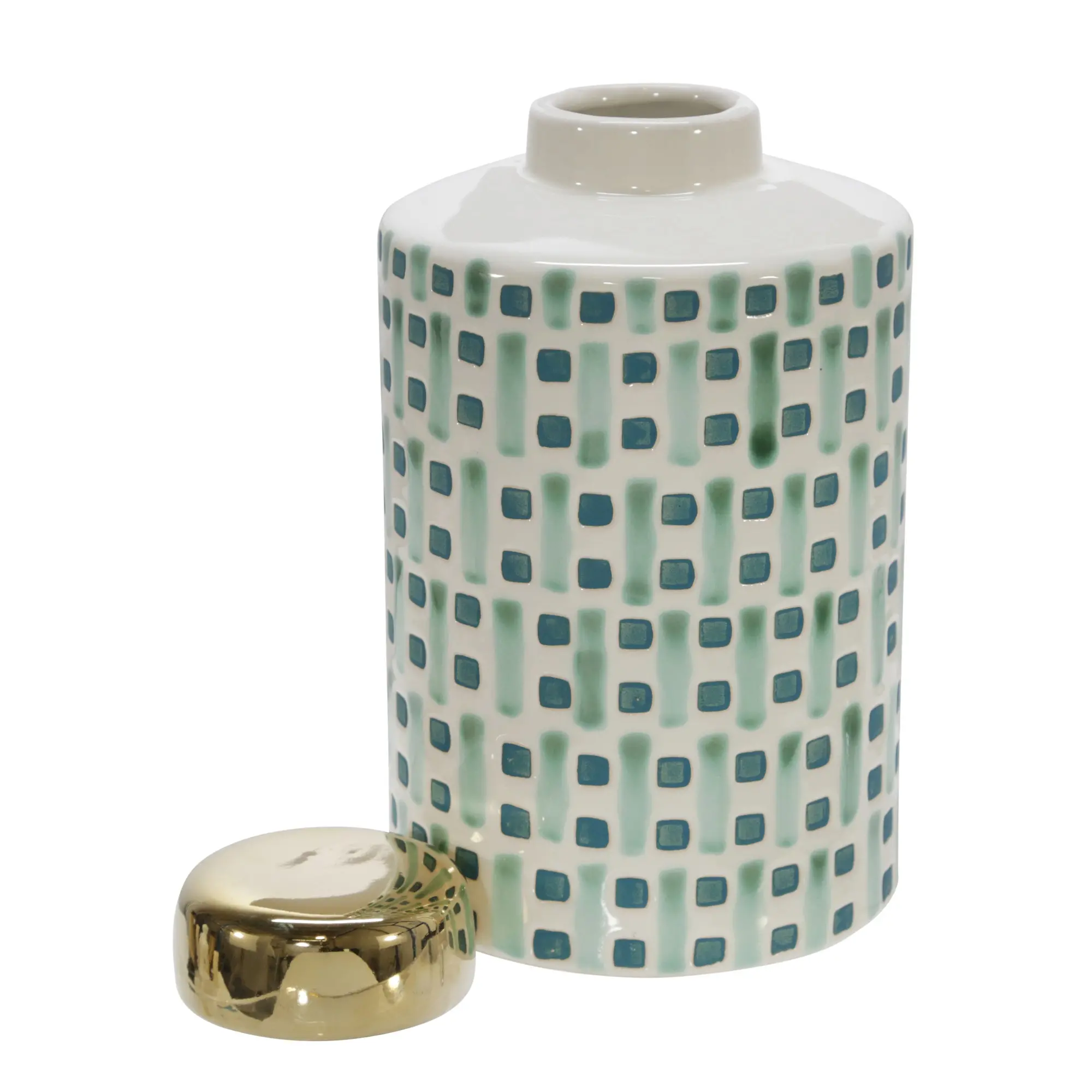 9  Ceramic Green and White Jar With Lid-2