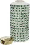 13  Ceramic Green and White Jar with Lid