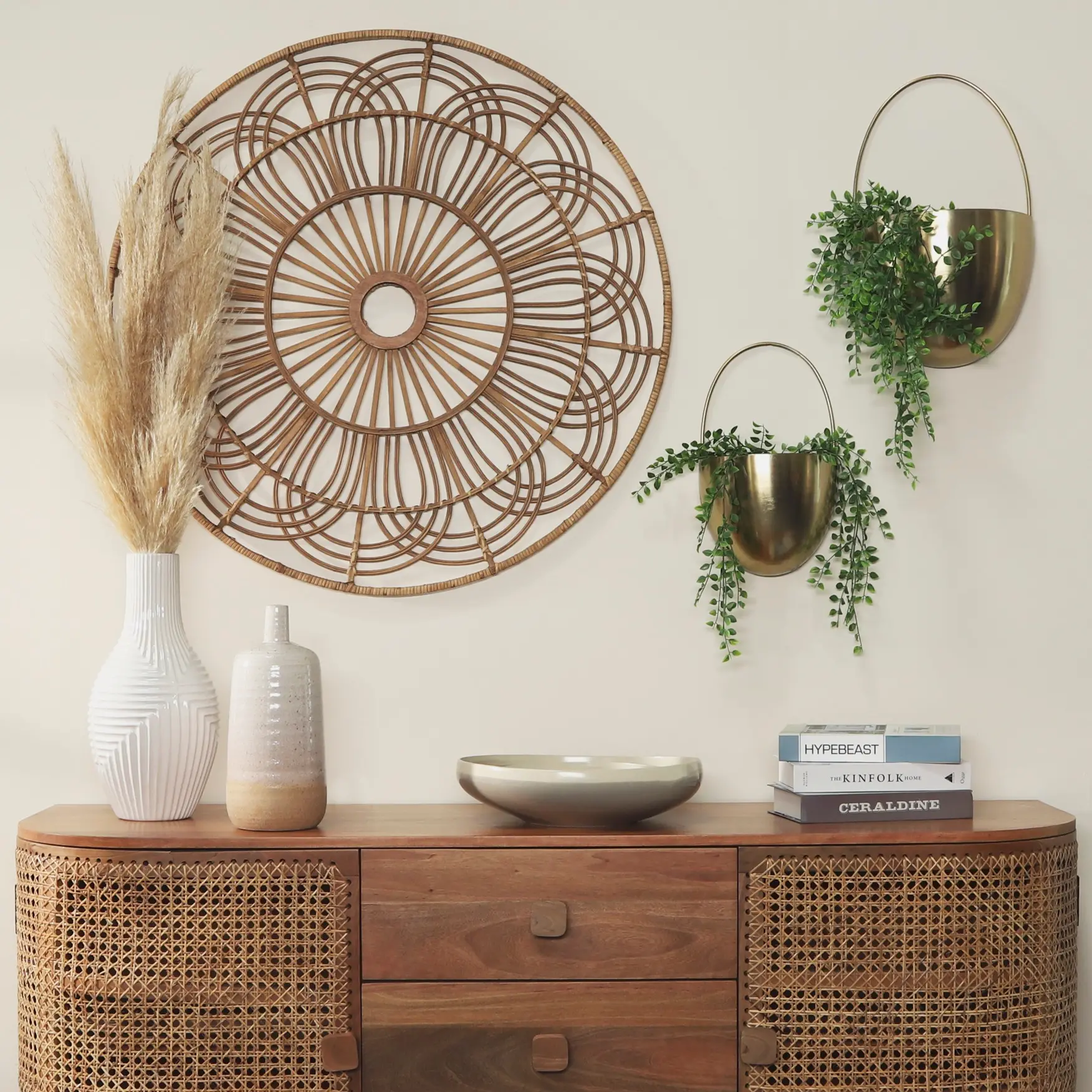 36 Inch Round Brown Wicker Wall Accessory-2