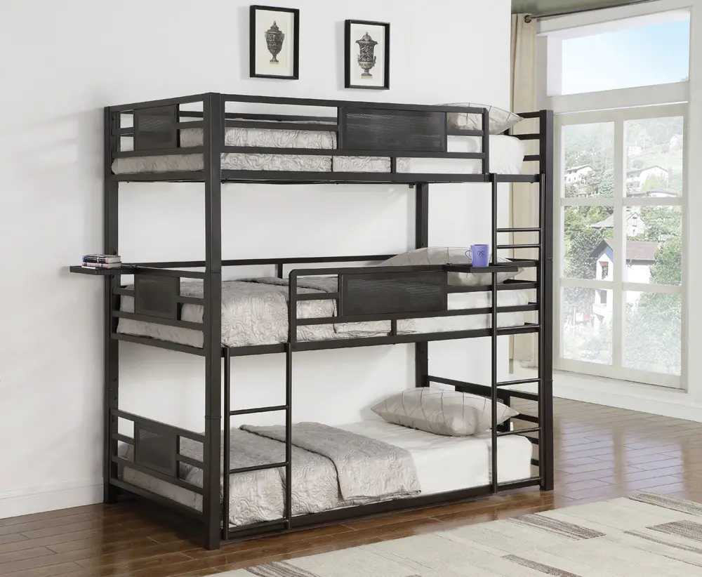 Rogen Dark Bronze Triple Bunk Bed-1