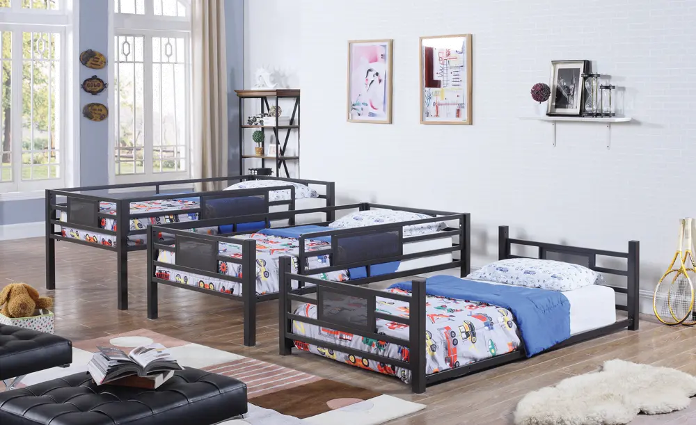 Rogen Dark Bronze Triple Bunk Bed-2