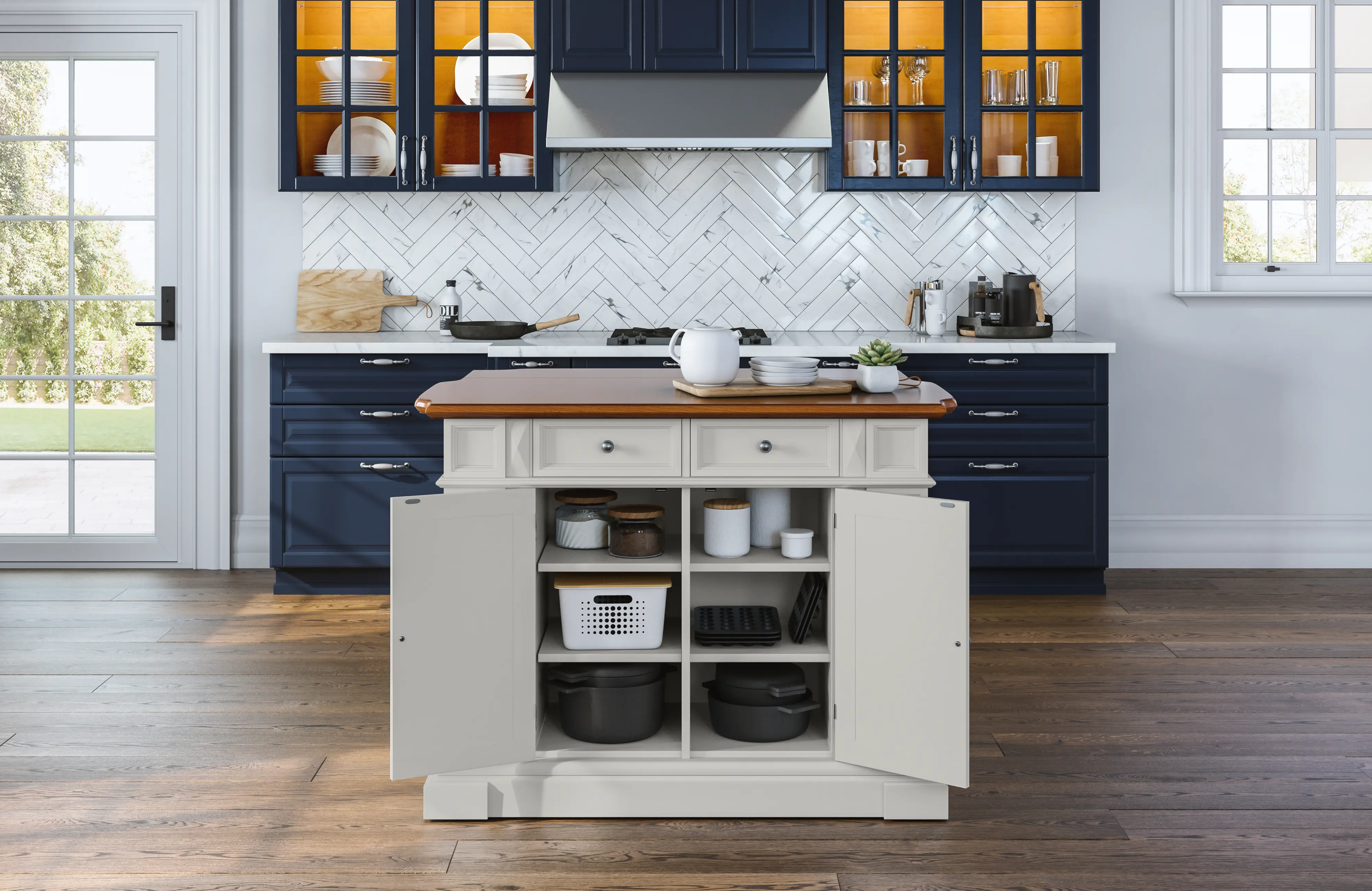5002-94 Americana White Kitchen Island-3