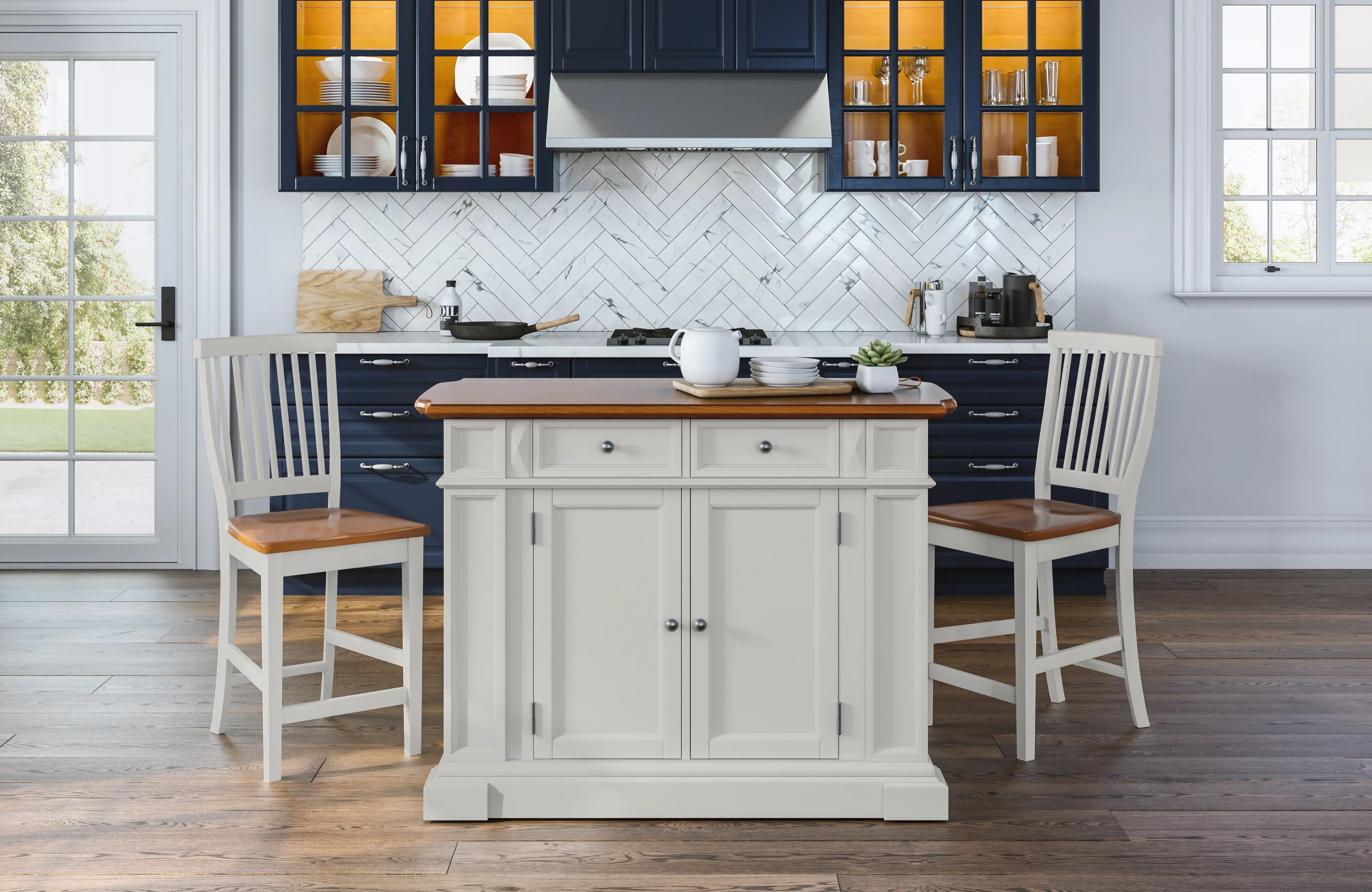 5002-948 Americana Off-White Kitchen Island Set-2