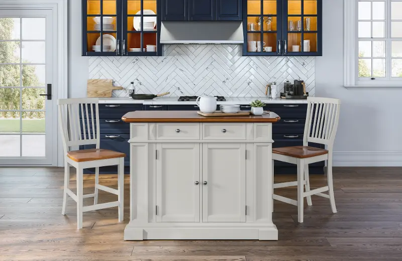 Americana Off-White Kitchen Island Set