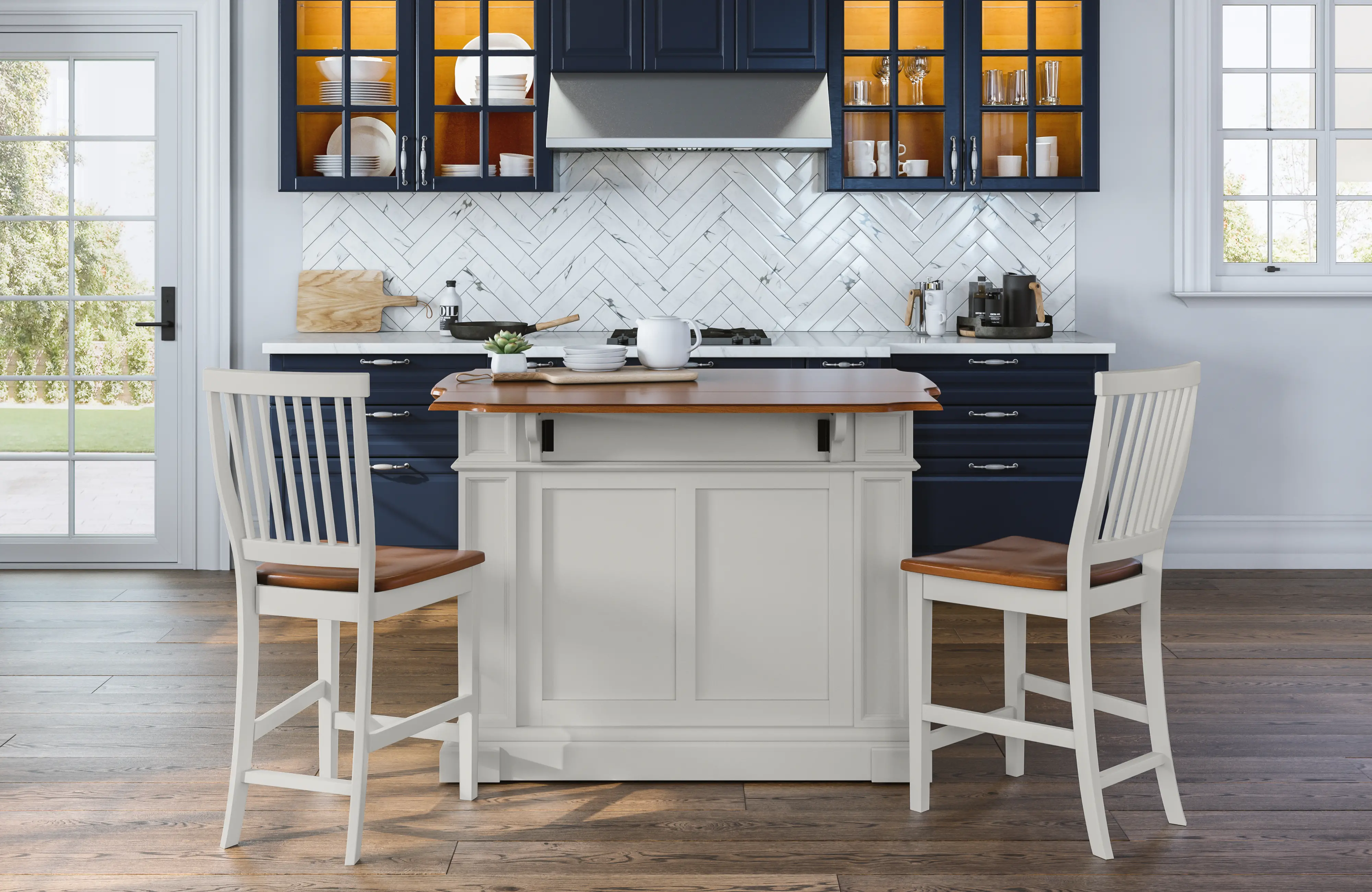 5002-948 Americana Off-White Kitchen Island Set-3