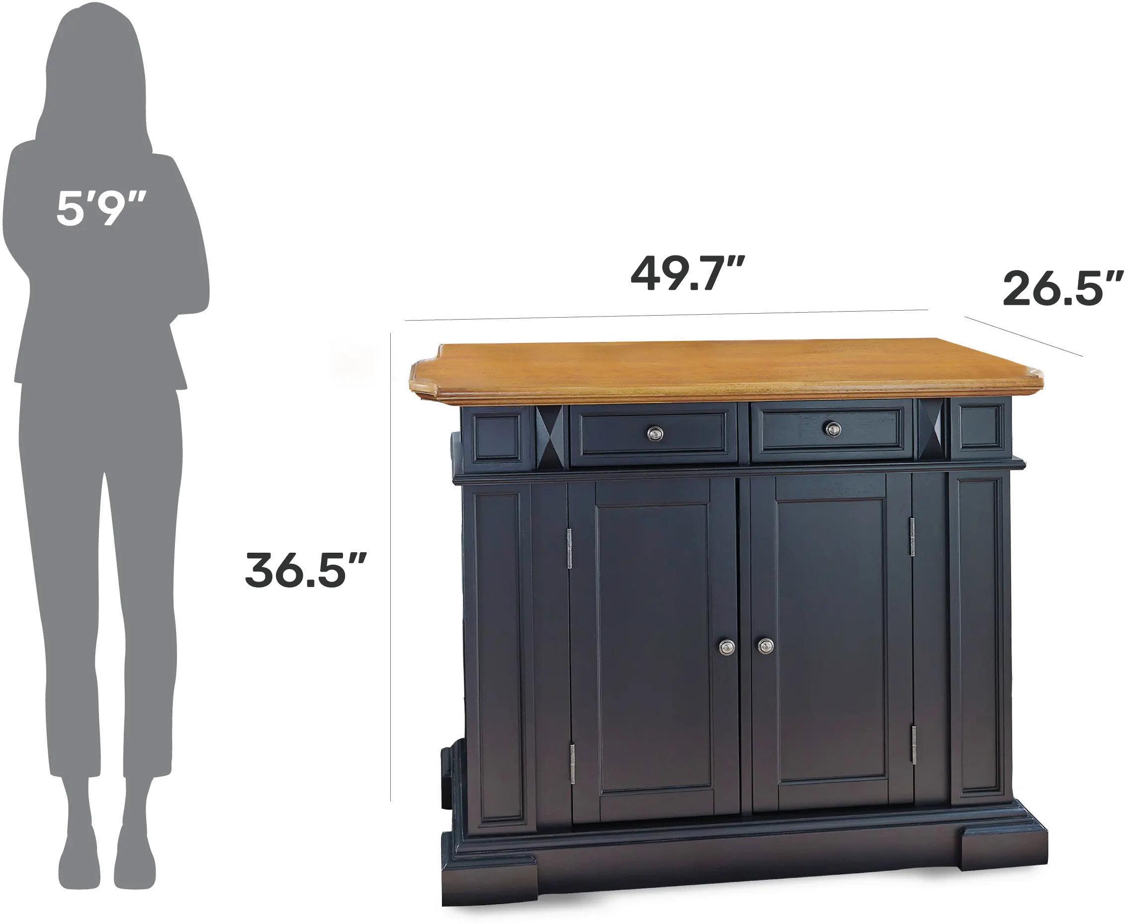 5003-94 Americana Black Kitchen Island-4