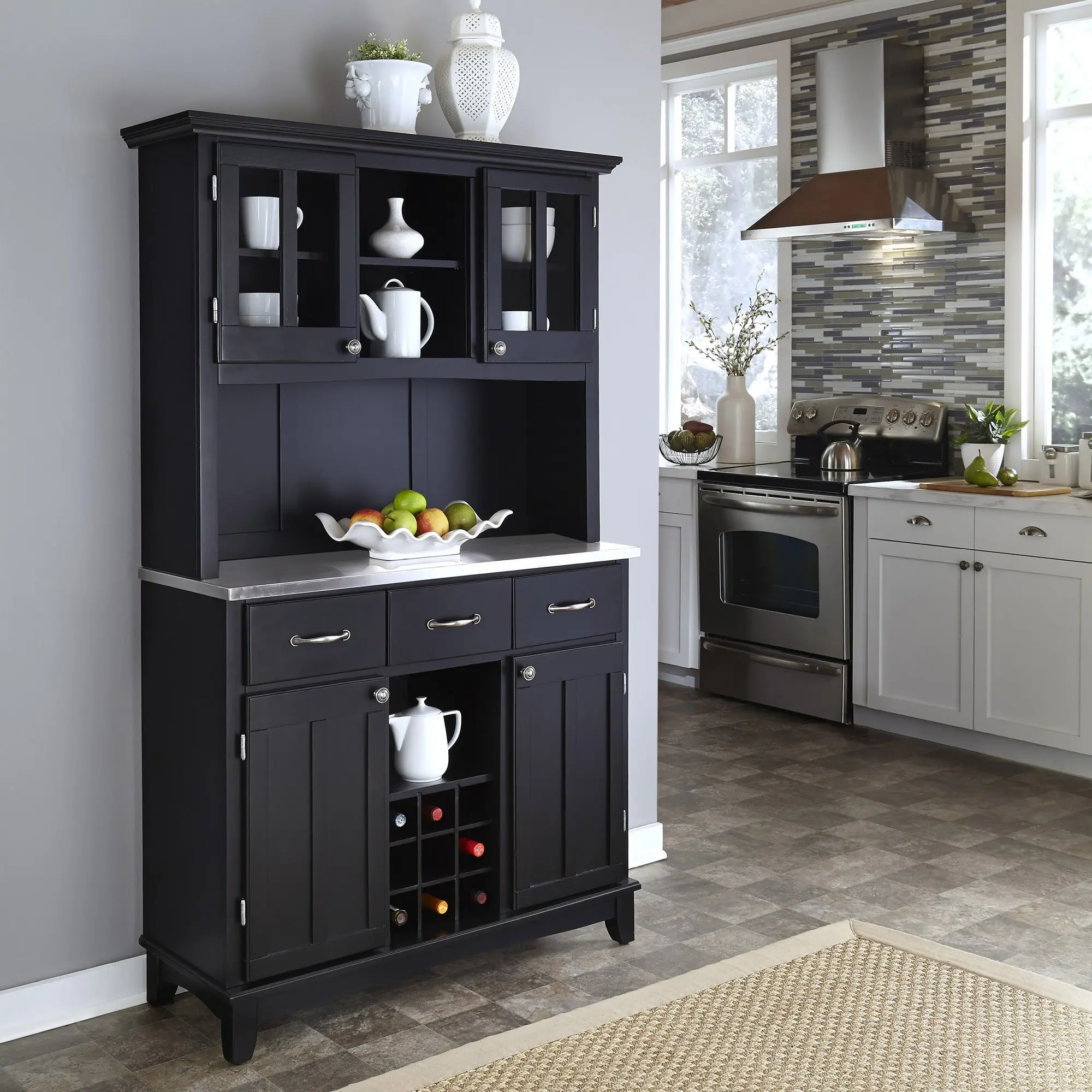 5100-0043-42 Homestyles Black Buffet with Hutch-1