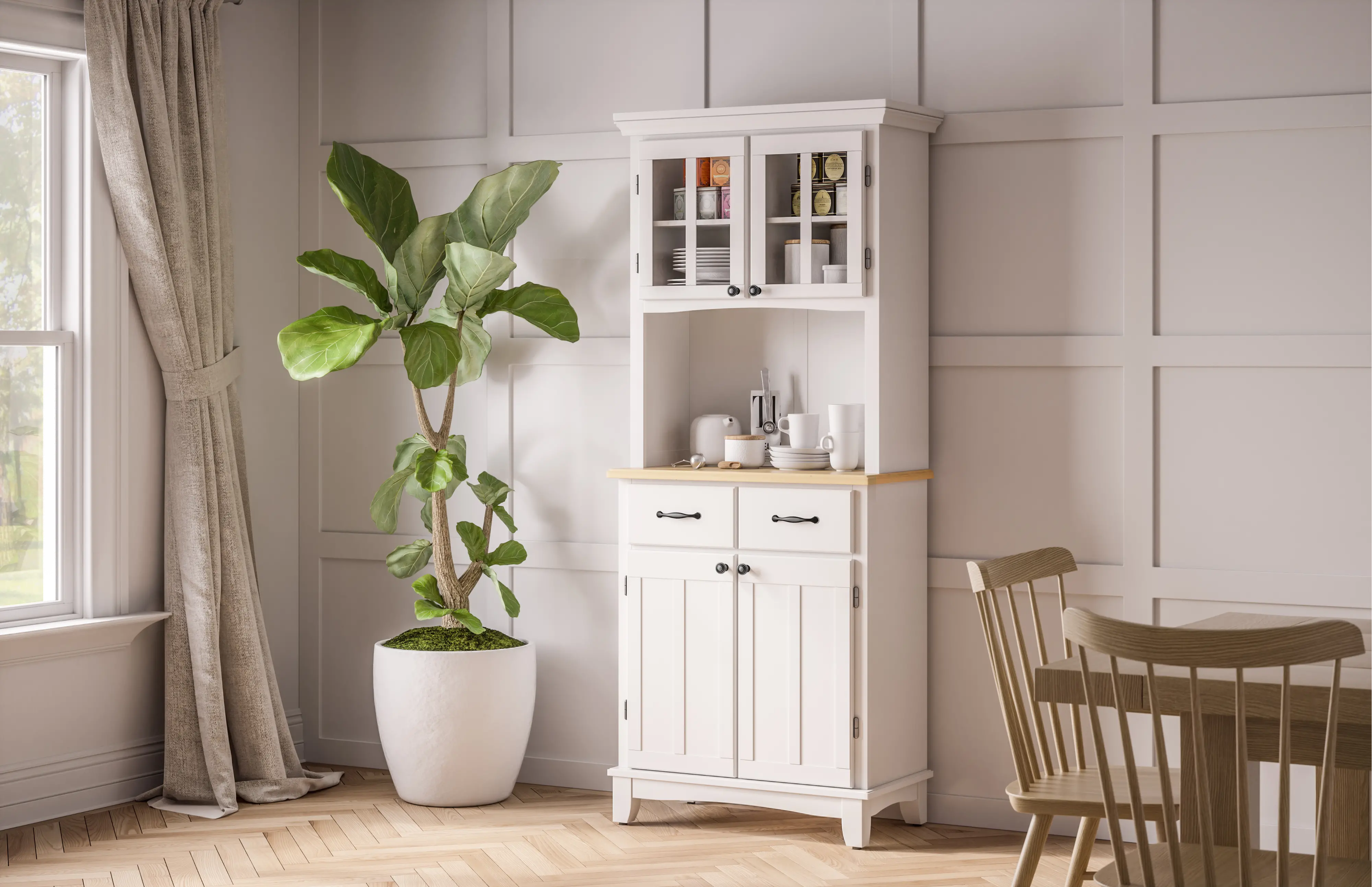 5001-0021-12 Homestyles Off-White Buffet with Hutch-3