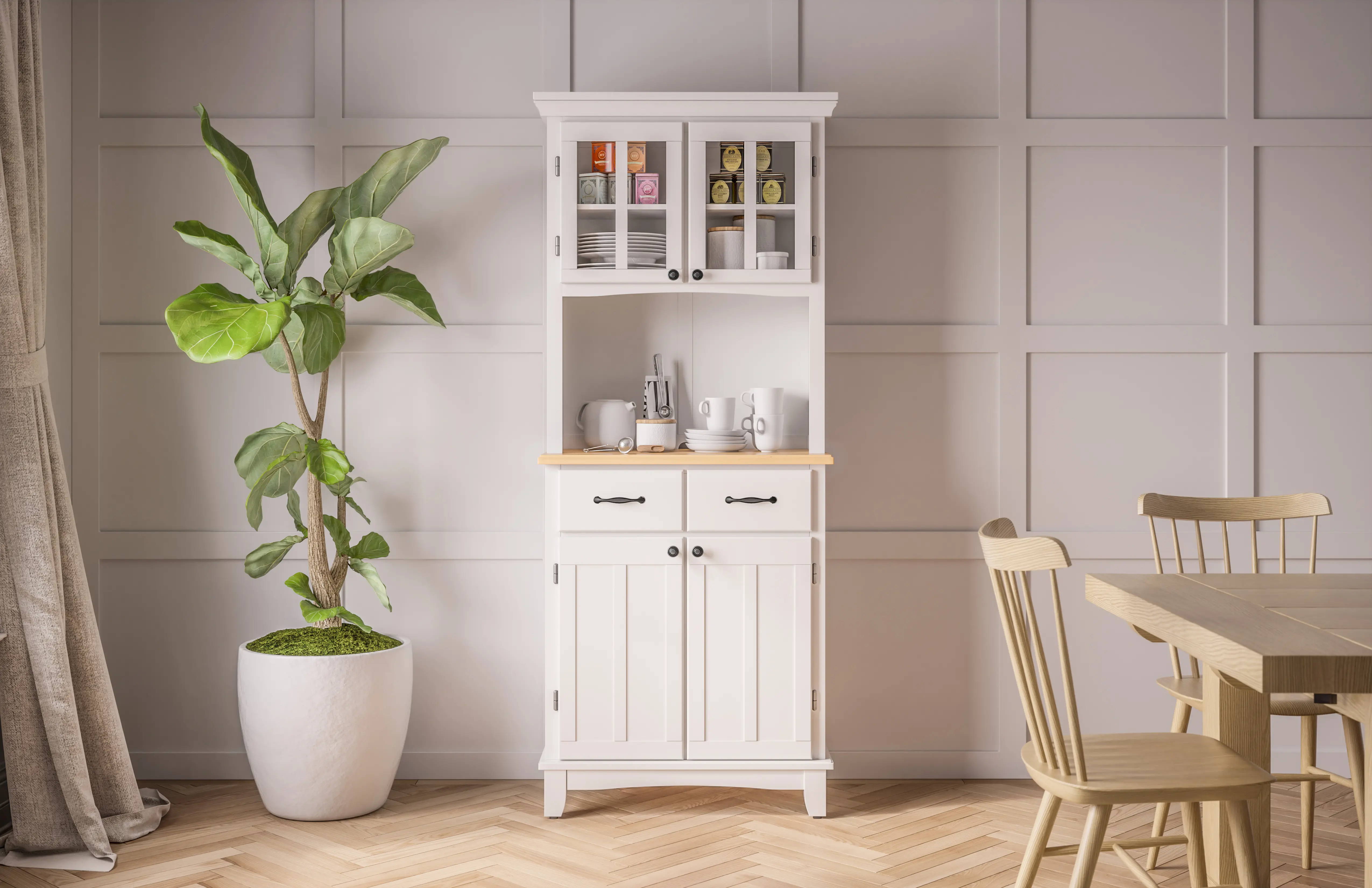 5001-0021-12 Homestyles Off-White Buffet with Hutch-2