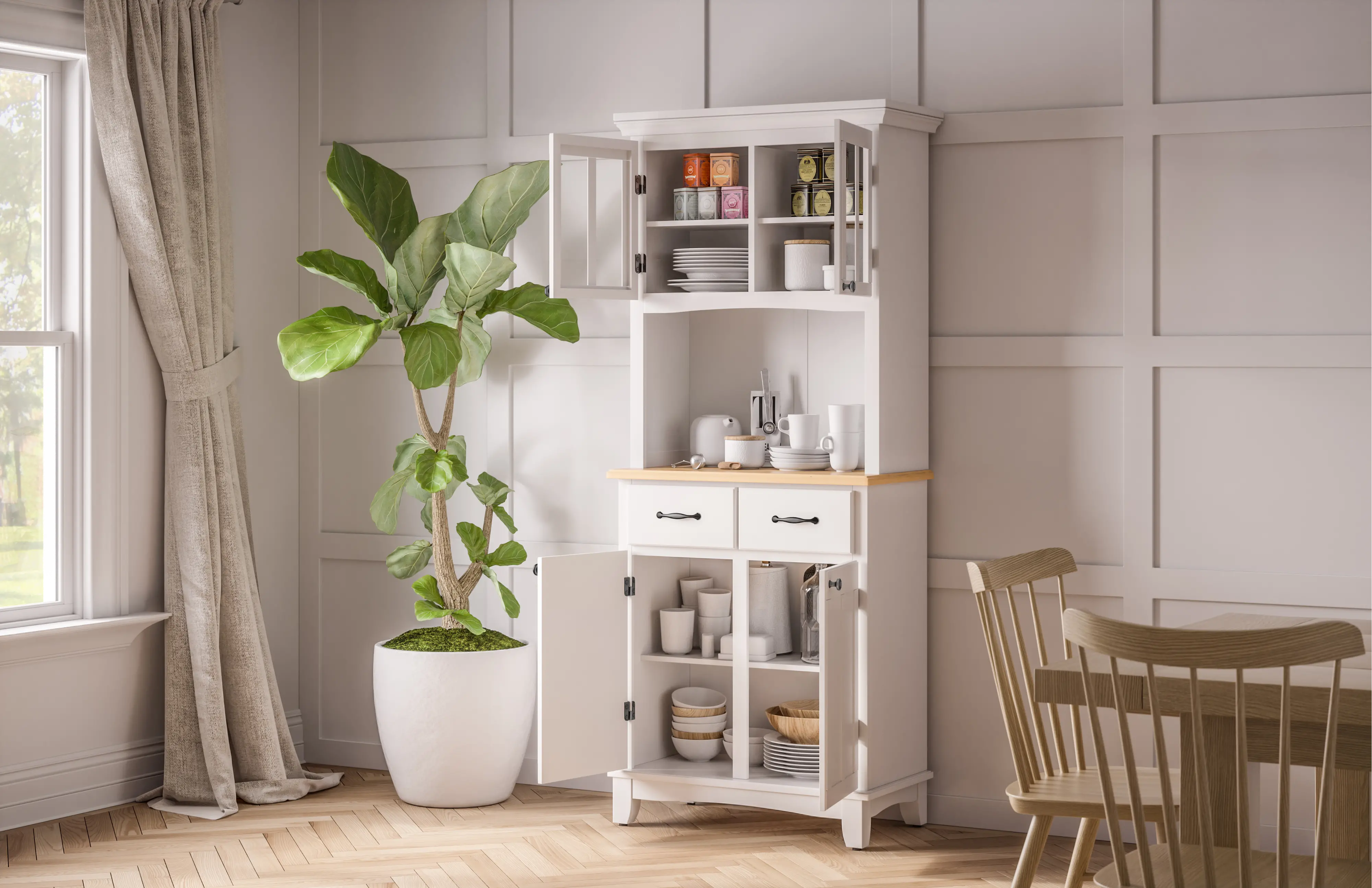 5001-0021-12 Homestyles Off-White Buffet with Hutch-4