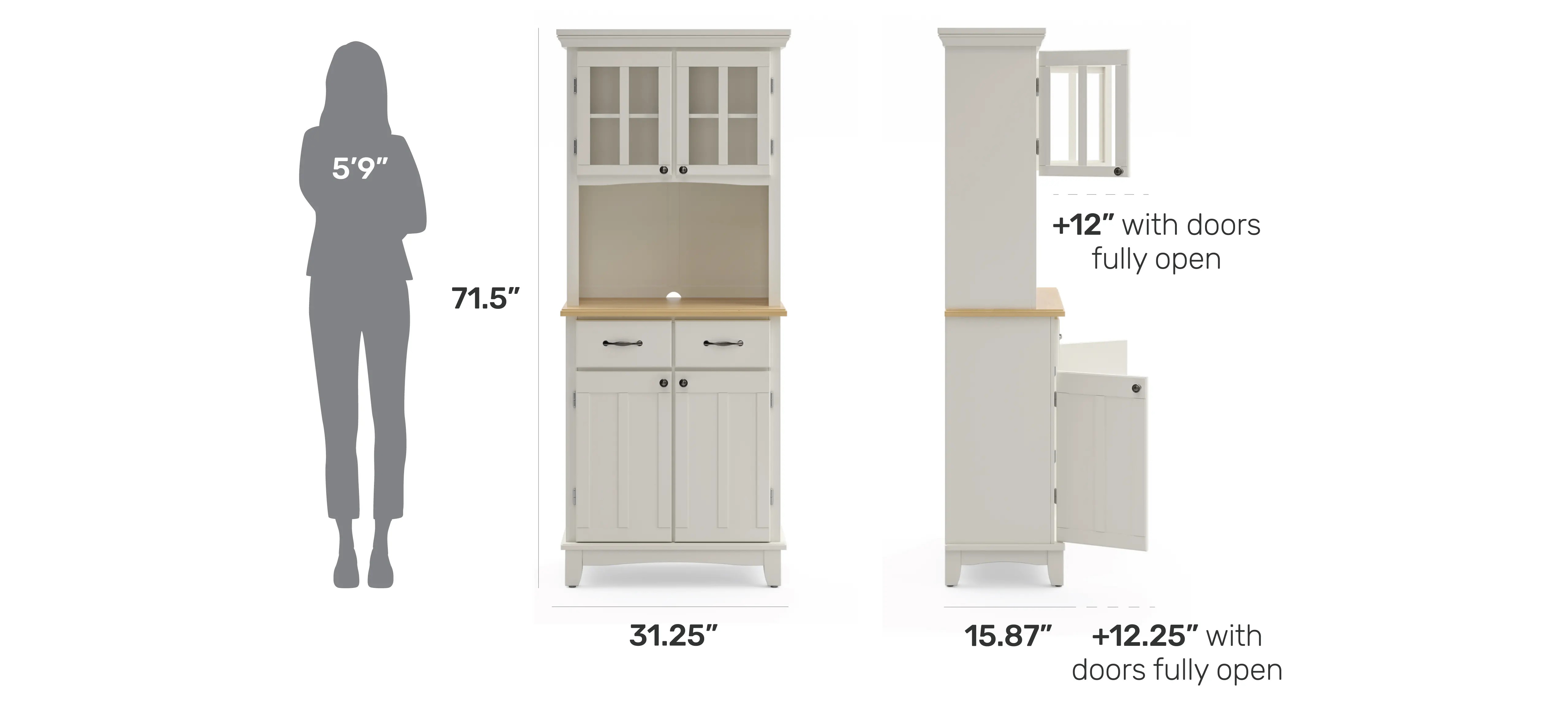 5001-0021-12 Homestyles Off-White Buffet with Hutch-3