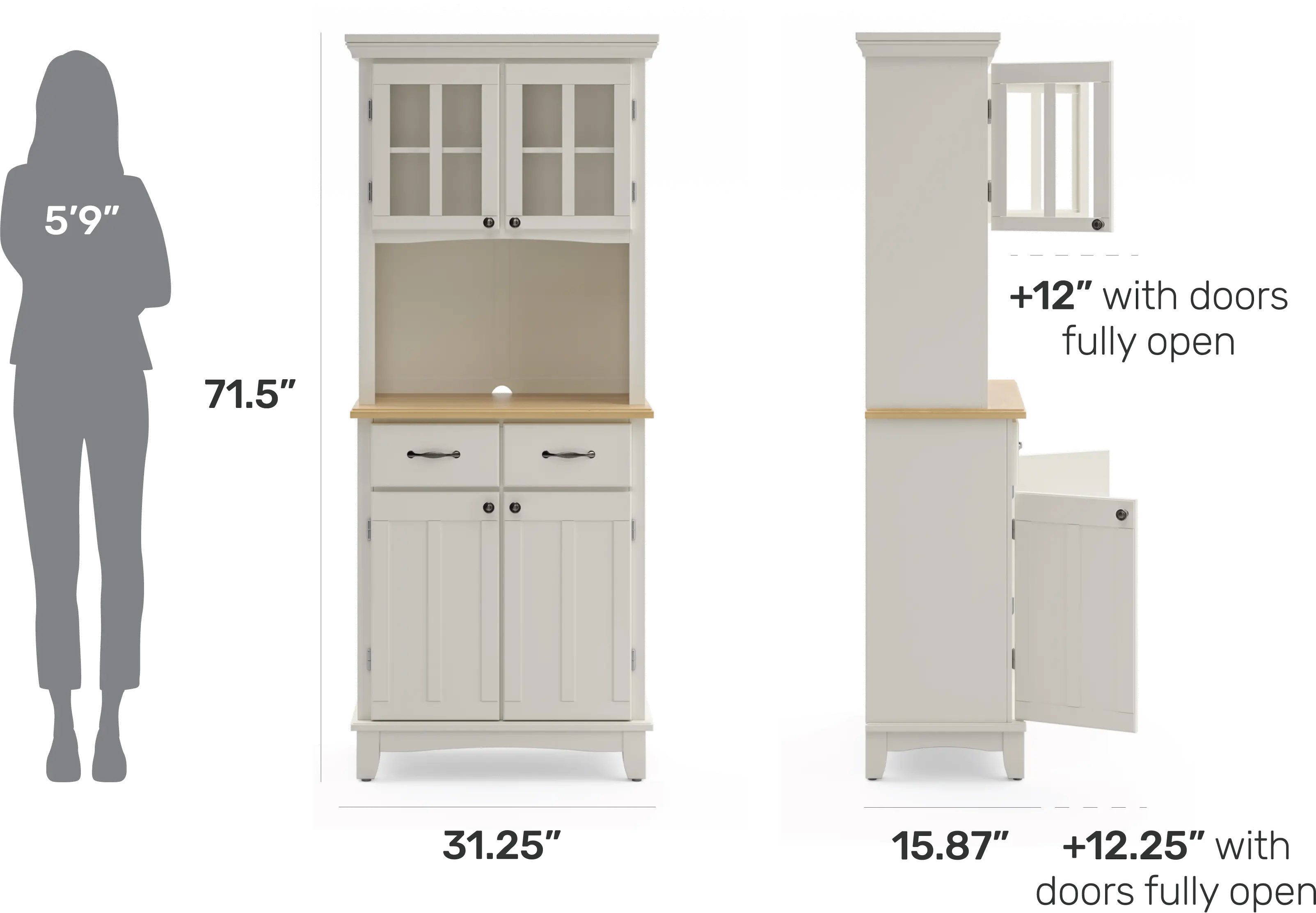 5001-0021-12 Homestyles Off-White Buffet with Hutch-6