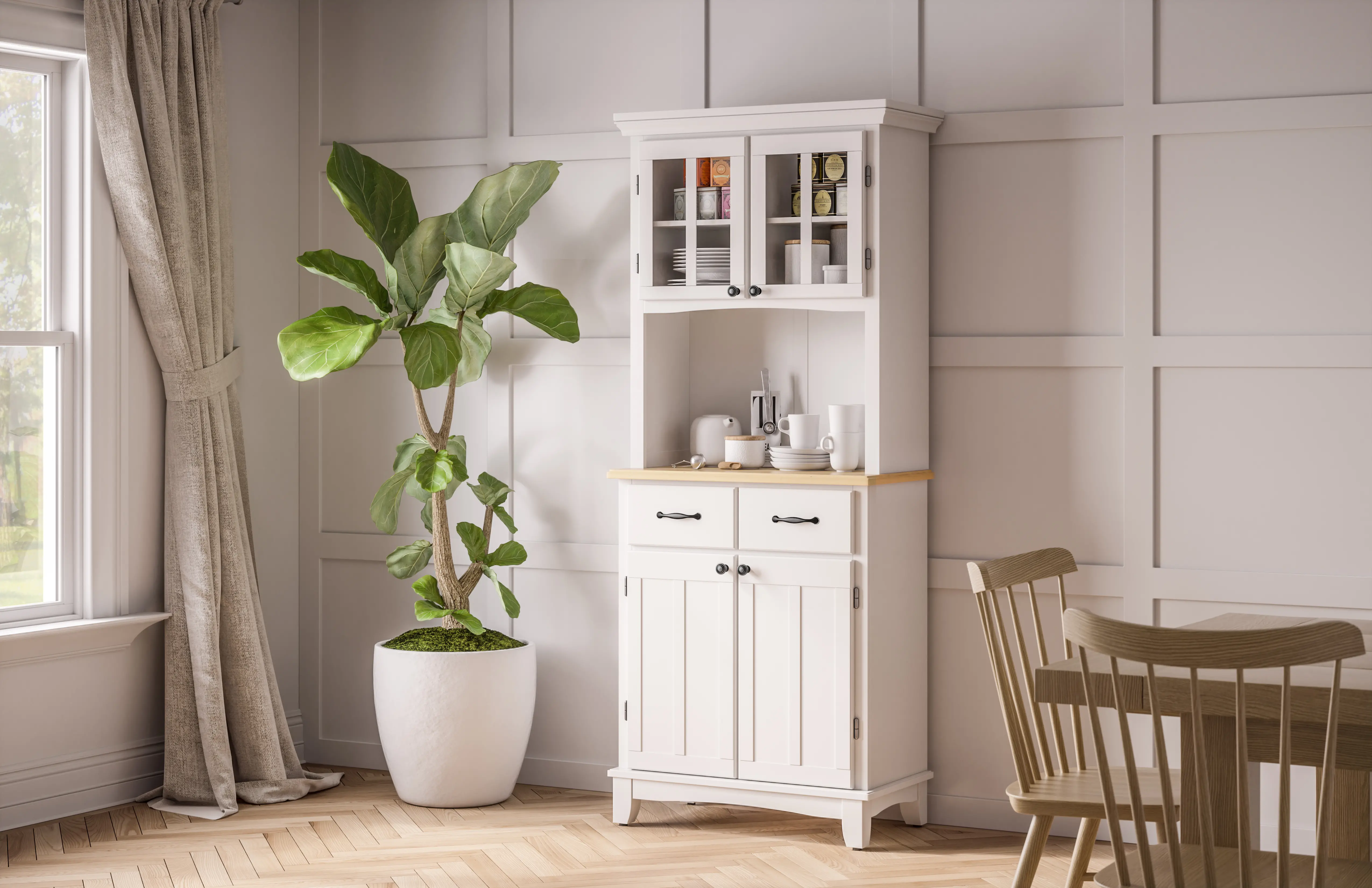5001-0021-12 Homestyles Off-White Buffet with Hutch-7