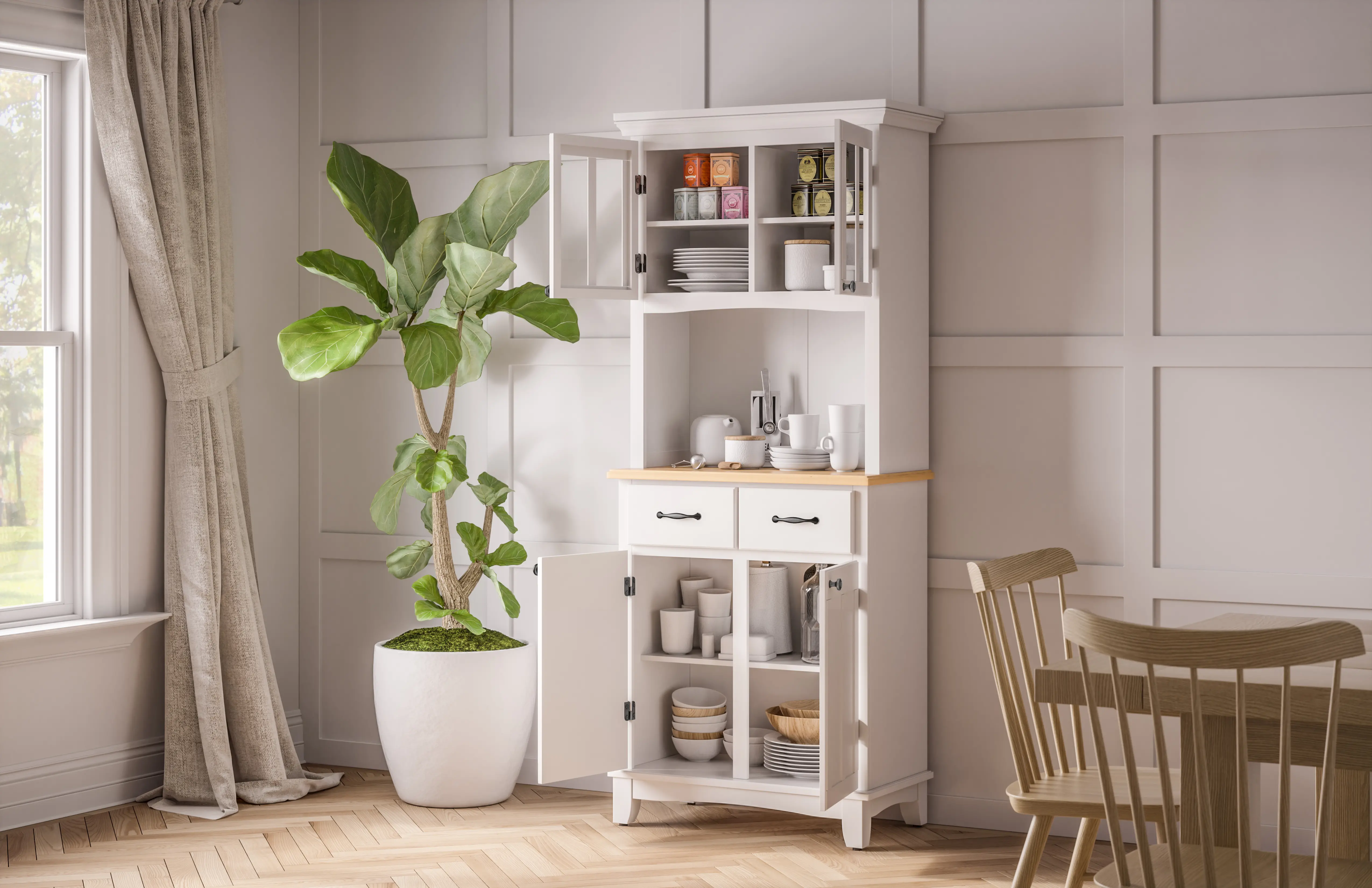 5001-0021-12 Homestyles Off-White Buffet with Hutch-8