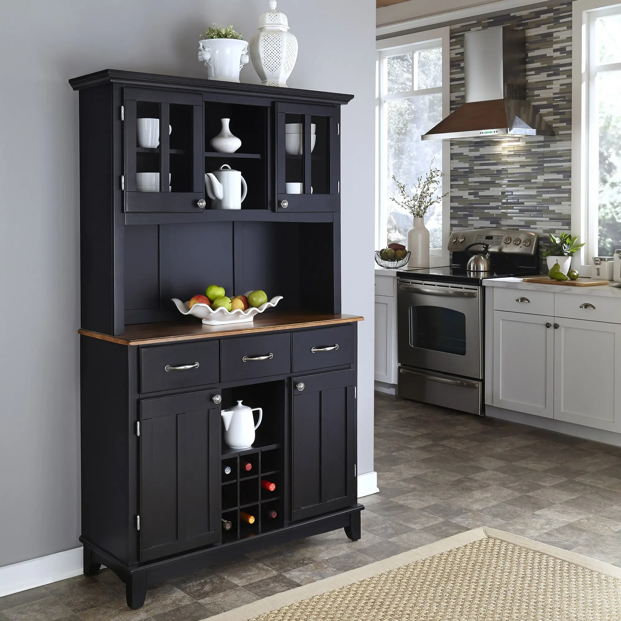 5100-0046-42 Homestyles Black Buffet with Hutch-2