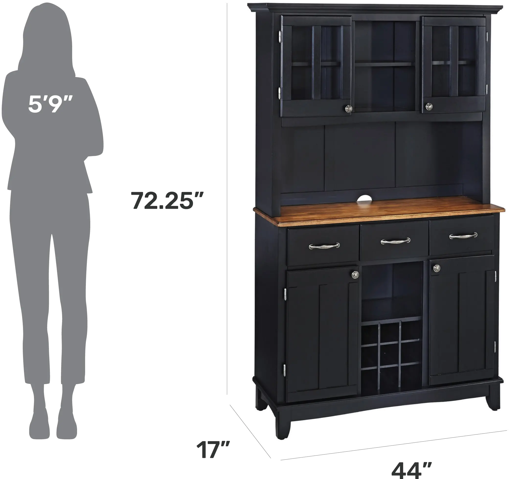 5100-0046-42 Homestyles Black Buffet with Hutch-5