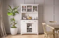 5100-0023-22 Homestyles Off-White with Stainless Steel top Buffet with Hutch